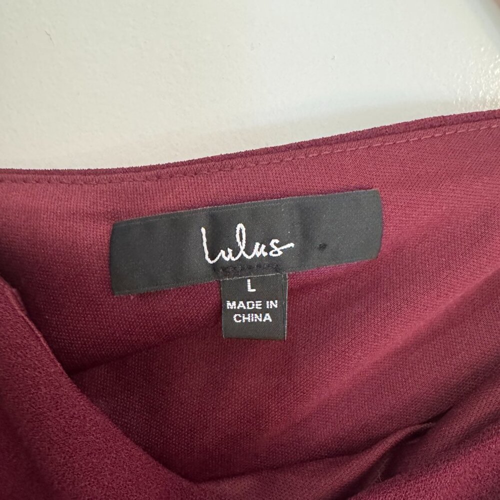 So Flirty Burgundy One-Shoulder Cutout Asymmetrical Dress - Picture 5 of 7